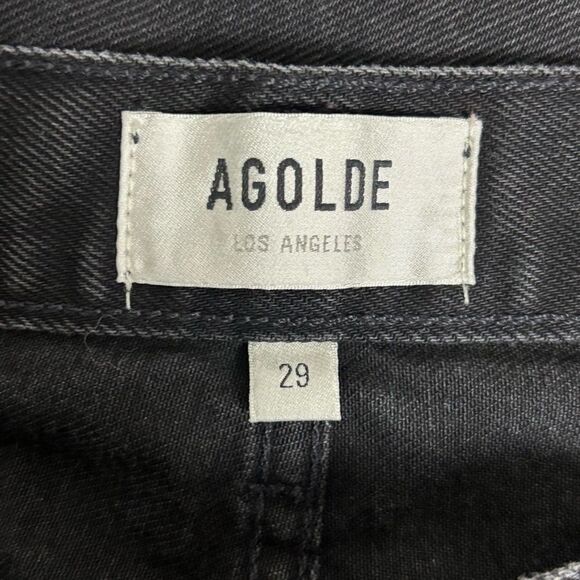 Agolde Cherie high rise black straight leg distressed 100% cotton jeans size 29 - Picture 13 of 17
